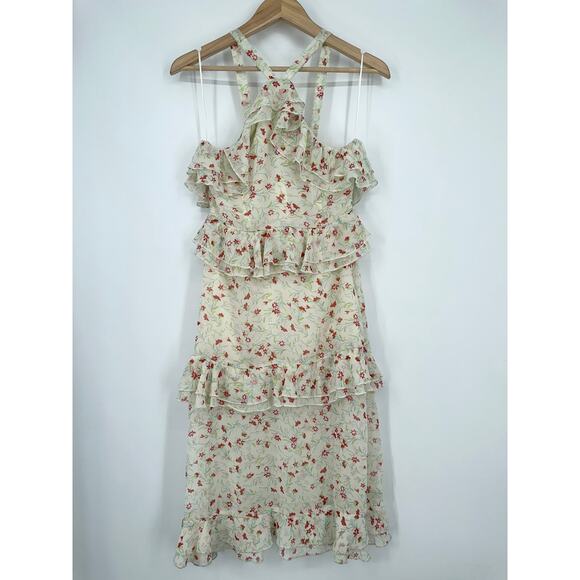 NWT Urban Outfitters Sacramento Tiered Ruffle Halter Midi Dress Floral Boho - Picture 5 of 13